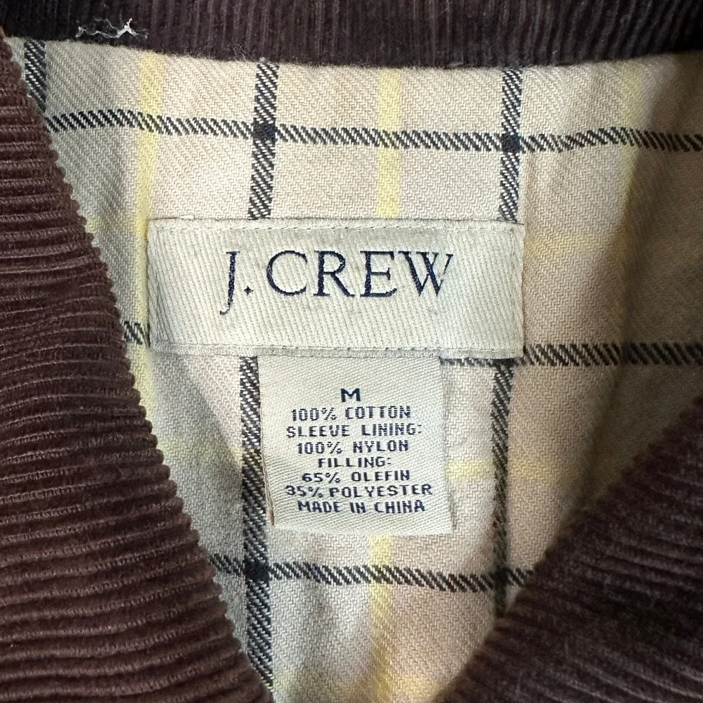JCrew Mens Barn Jacket Mustard Tan Cotton Canvas Corduroy Collar Plaid Lined M
